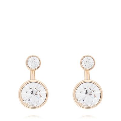 Gold double stone drop earrings